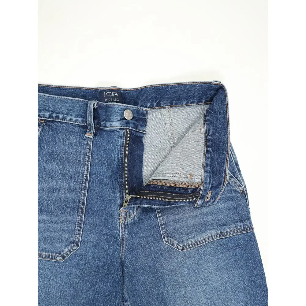 J.Crew Wide Leg Crop Utility Pocket Jeans High Rise Medium Wash Capsule Size 27